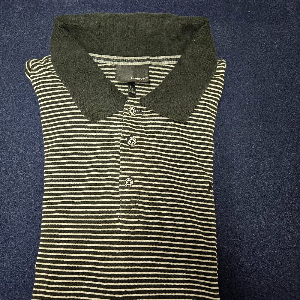 Hurley Horizontal Stripe Black and White Polo (22" ptp)